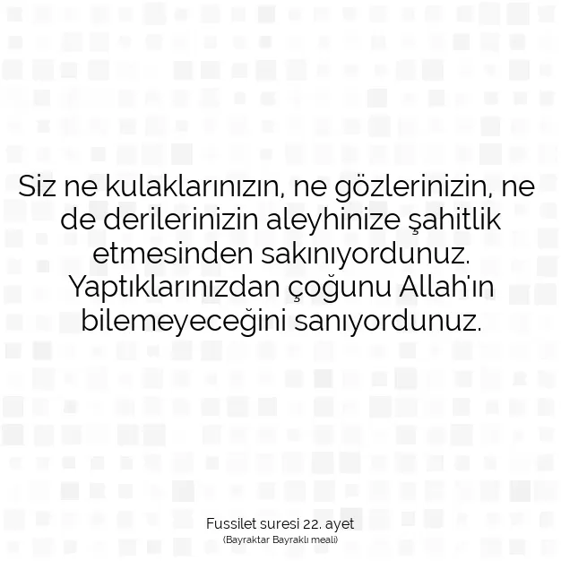 Ayetbul | Kuran Mealleri | Quran | Fussilet suresi 22. ayet