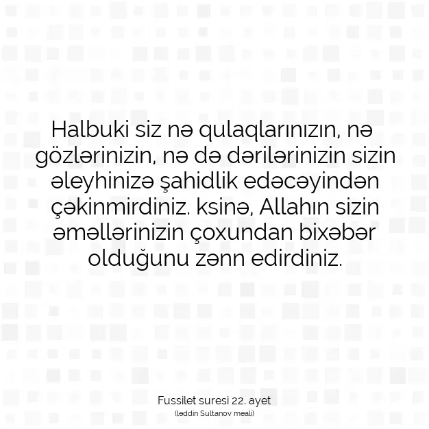 Ayetbul | Kuran Mealleri | Quran | Fussilet suresi 22. ayet