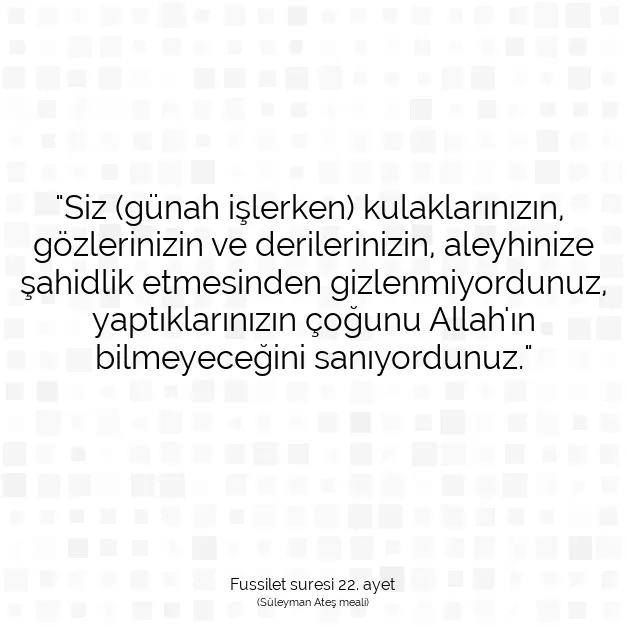 Ayetbul | Kuran Mealleri | Quran | Fussilet suresi 22. ayet