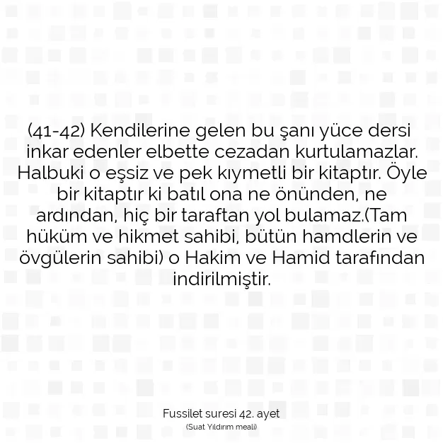 Ayetbul | Kuran Mealleri | Quran | Fussilet suresi 42. ayet