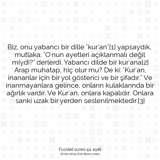 Ayetbul | Kuran Mealleri | Quran | Fussilet suresi 44. ayet