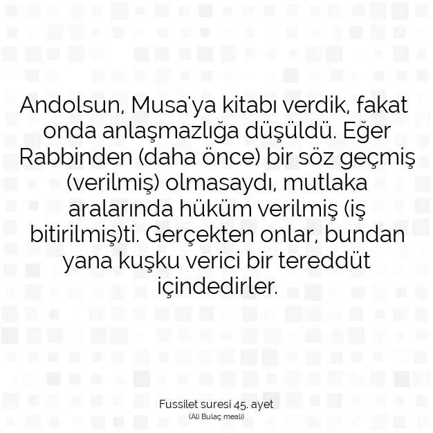 Ayetbul | Kuran Mealleri | Quran | Fussilet suresi 45. ayet