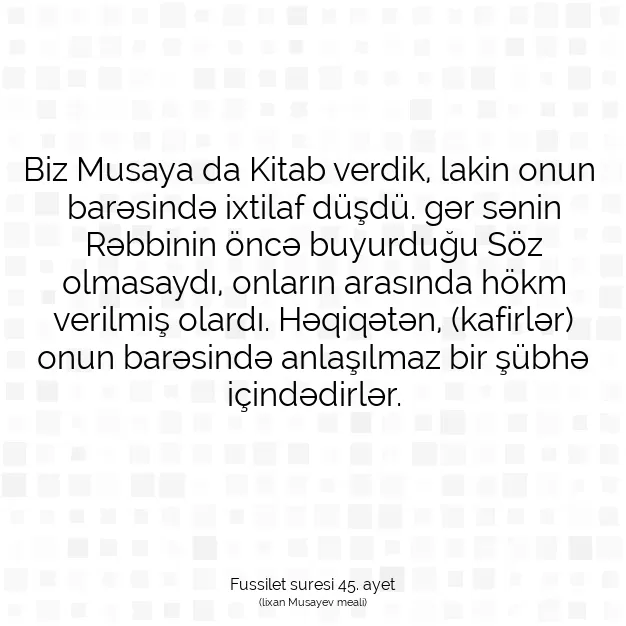 Ayetbul | Kuran Mealleri | Quran | Fussilet suresi 45. ayet