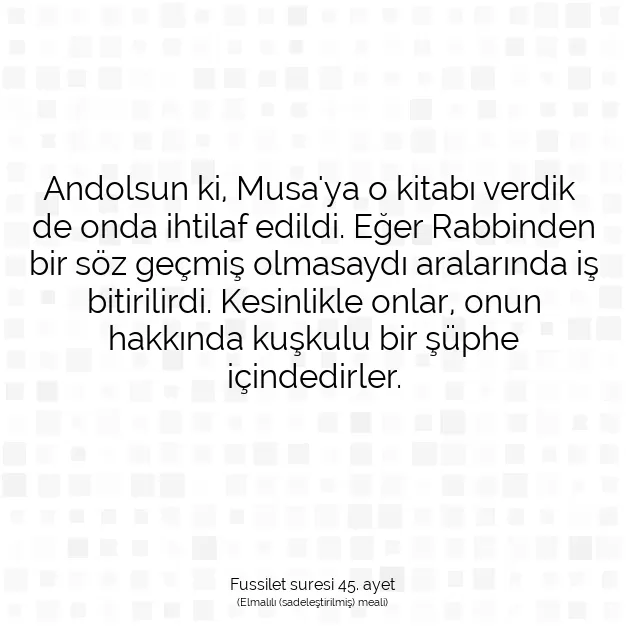 Ayetbul | Kuran Mealleri | Quran | Fussilet suresi 45. ayet