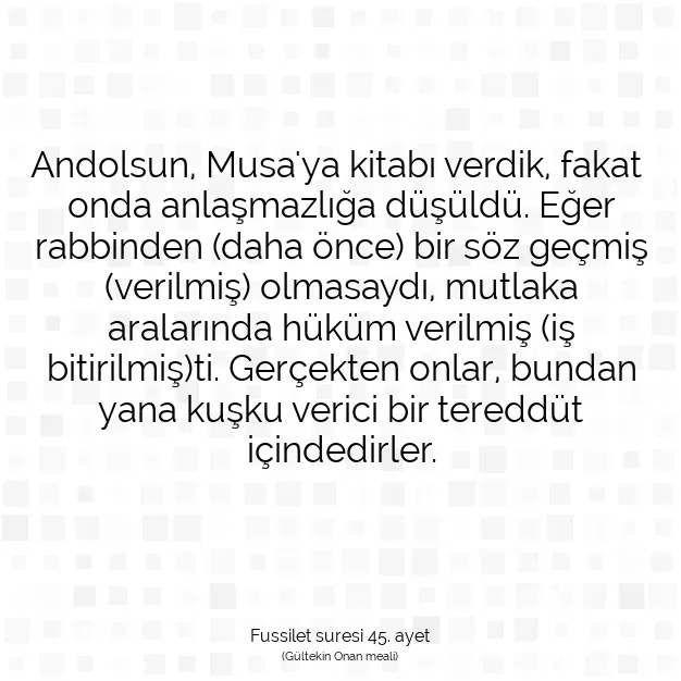 Ayetbul | Kuran Mealleri | Quran | Fussilet suresi 45. ayet