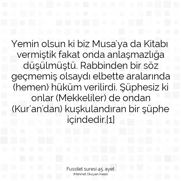 Ayetbul | Kuran Mealleri | Quran | Fussilet suresi 45. ayet