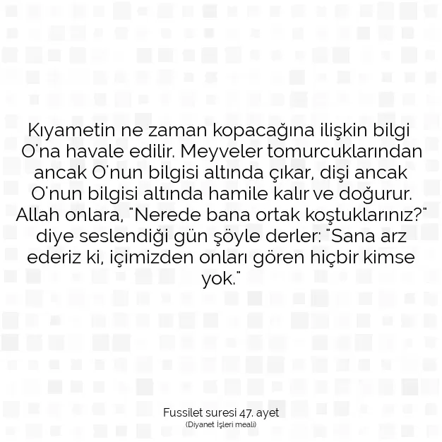 Ayetbul | Kuran Mealleri | Quran | Fussilet suresi 47. ayet