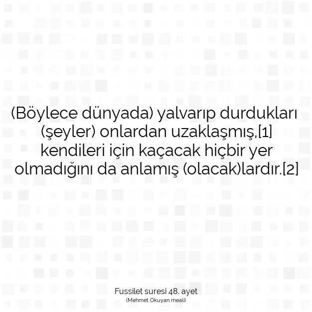 Ayetbul | Kuran Mealleri | Quran | Fussilet suresi 48. ayet