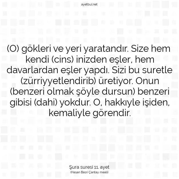 Ayetbul | Kuran Mealleri | Quran | Şura suresi 11. ayet