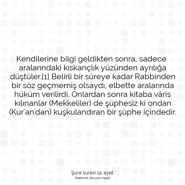 Ayetbul | Kuran Mealleri | Quran | Şura suresi 14. ayet