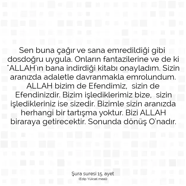 Ayetbul | Kuran Mealleri | Quran | Şura suresi 15. ayet