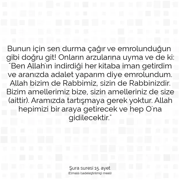 Ayetbul | Kuran Mealleri | Quran | Şura suresi 15. ayet