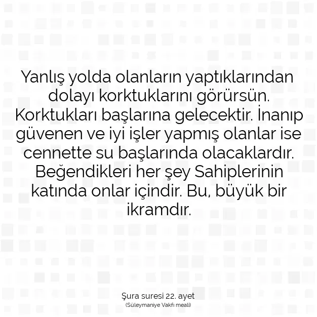 Ayetbul | Kuran Mealleri | Quran | Şura suresi 22. ayet