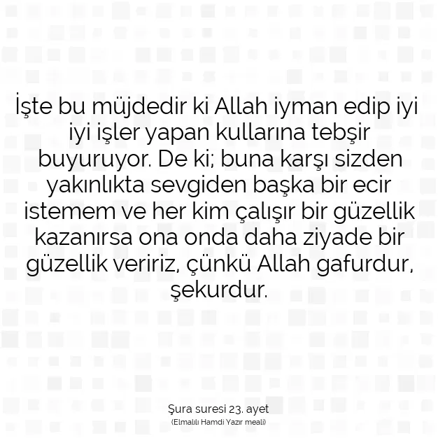 Ayetbul | Kuran Mealleri | Quran | Şura suresi 23. ayet