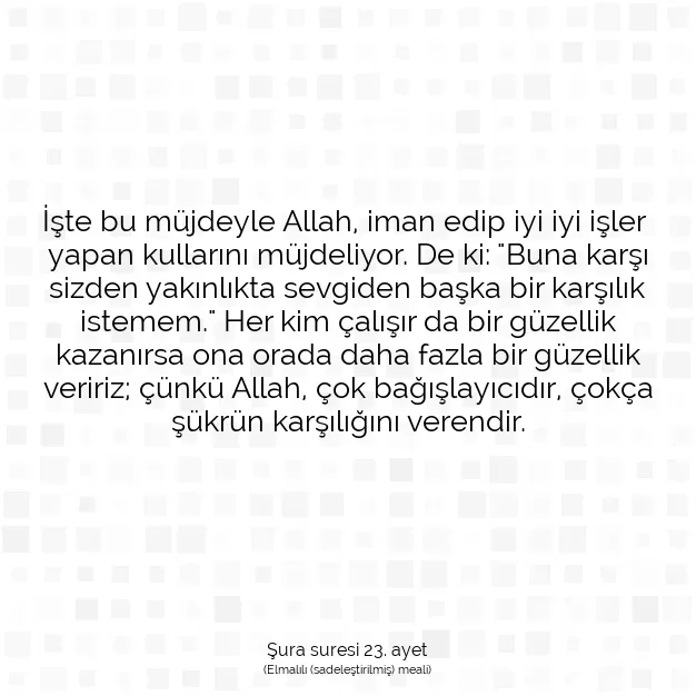 Ayetbul | Kuran Mealleri | Quran | Şura suresi 23. ayet