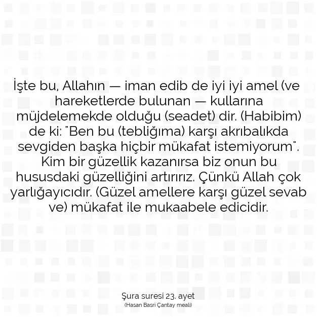 Ayetbul | Kuran Mealleri | Quran | Şura suresi 23. ayet