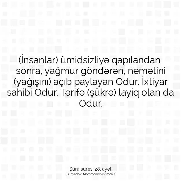 Ayetbul | Kuran Mealleri | Quran | Şura suresi 28. ayet