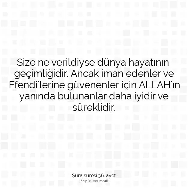 Ayetbul | Kuran Mealleri | Quran | Şura suresi 36. ayet