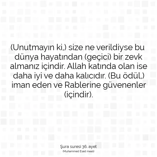 Ayetbul | Kuran Mealleri | Quran | Şura suresi 36. ayet