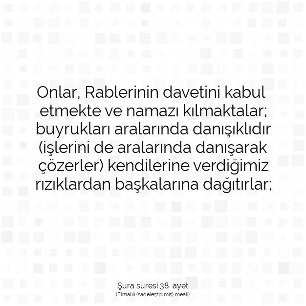 Ayetbul | Kuran Mealleri | Quran | Şura suresi 38. ayet