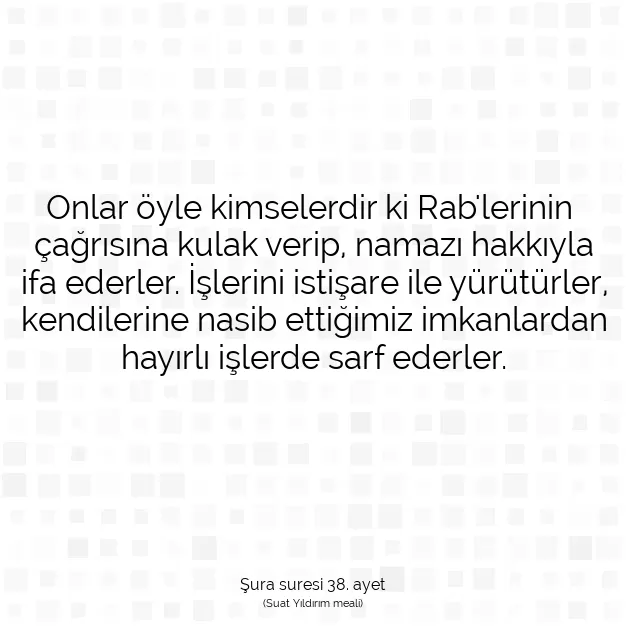 Ayetbul | Kuran Mealleri | Quran | Şura suresi 38. ayet