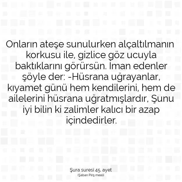 Ayetbul | Kuran Mealleri | Quran | Şura suresi 45. ayet