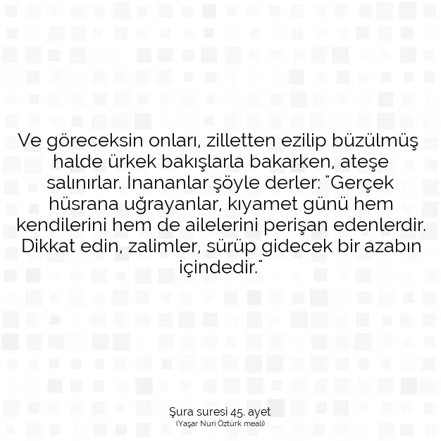 Ayetbul | Kuran Mealleri | Quran | Şura suresi 45. ayet