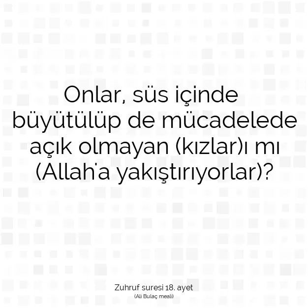 Ayetbul | Kuran Mealleri | Quran | Zuhruf suresi 18. ayet