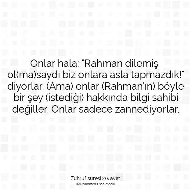 Ayetbul | Kuran Mealleri | Quran | Zuhruf suresi 20. ayet