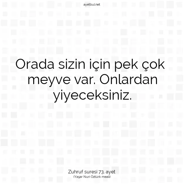 Ayetbul | Kuran Mealleri | Quran | Zuhruf suresi 73. ayet