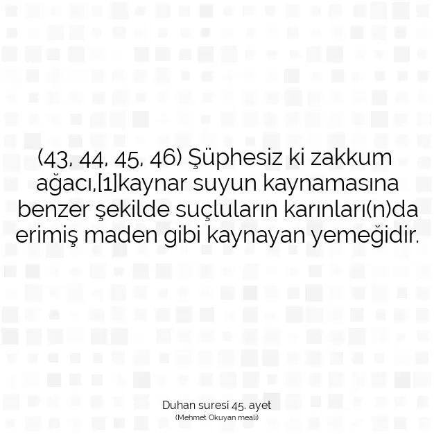 Ayetbul | Kuran Mealleri | Quran | Duhan suresi 45. ayet