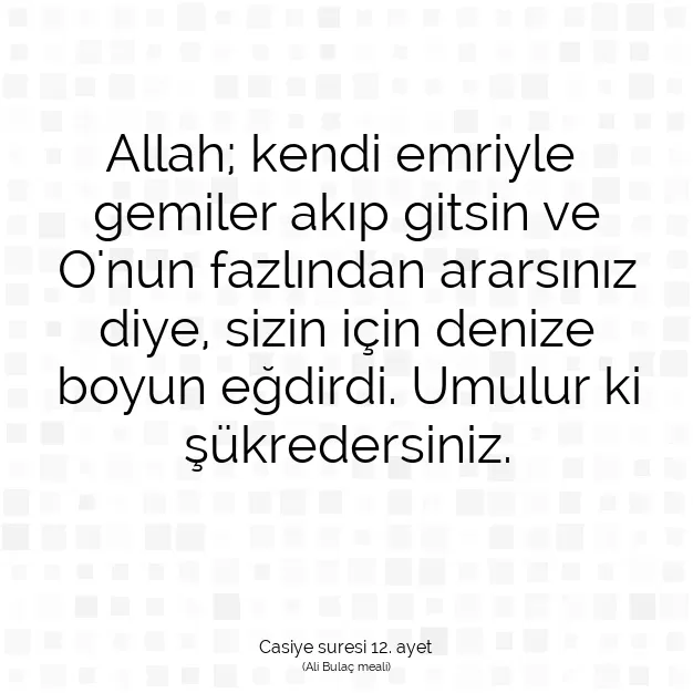 Ayetbul | Kuran Mealleri | Quran | Casiye suresi 12. ayet