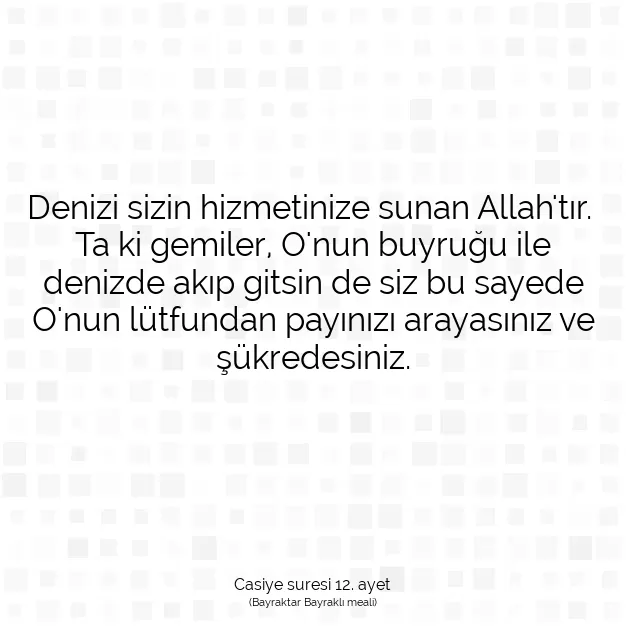 Ayetbul | Kuran Mealleri | Quran | Casiye suresi 12. ayet