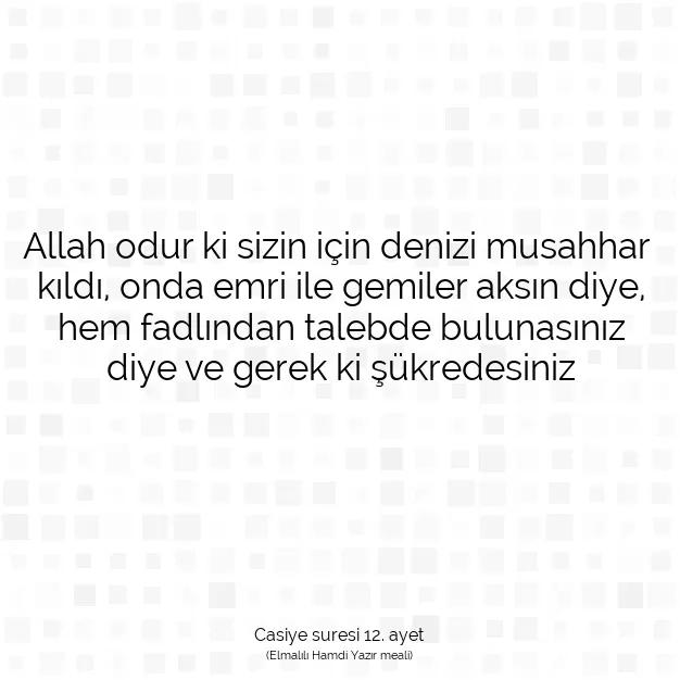 Ayetbul | Kuran Mealleri | Quran | Casiye suresi 12. ayet