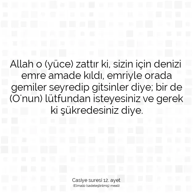 Ayetbul | Kuran Mealleri | Quran | Casiye suresi 12. ayet