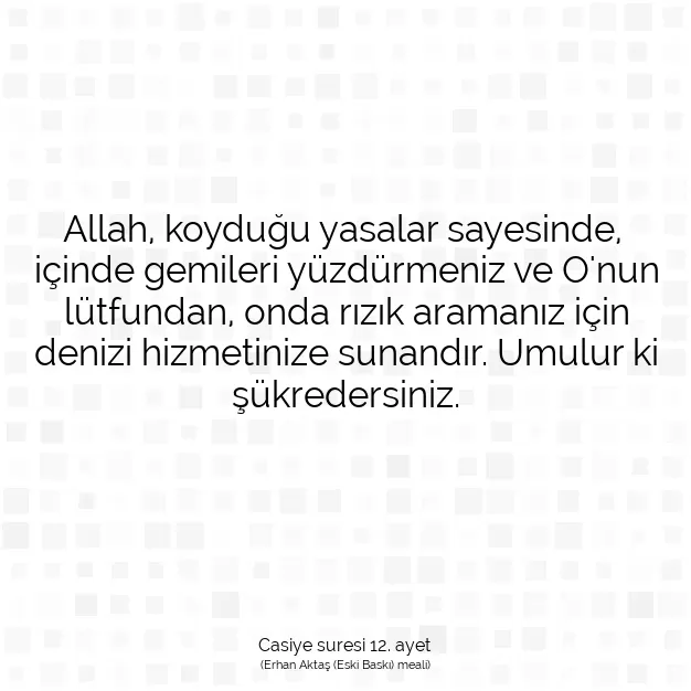 Ayetbul | Kuran Mealleri | Quran | Casiye suresi 12. ayet