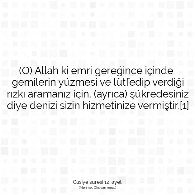 Ayetbul | Kuran Mealleri | Quran | Casiye suresi 12. ayet