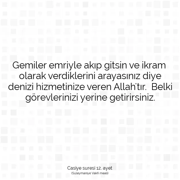 Ayetbul | Kuran Mealleri | Quran | Casiye suresi 12. ayet