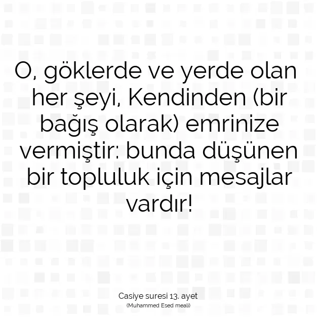 Ayetbul | Kuran Mealleri | Quran | Casiye suresi 13. ayet