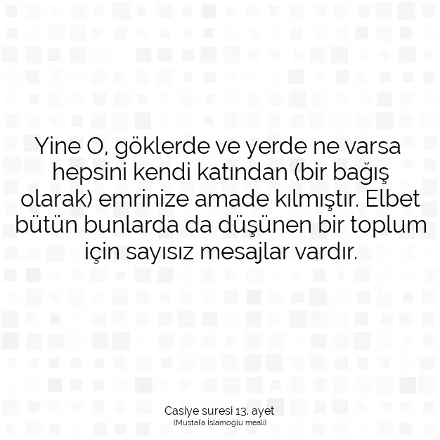 Ayetbul | Kuran Mealleri | Quran | Casiye suresi 13. ayet