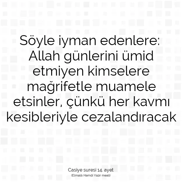 Ayetbul | Kuran Mealleri | Quran | Casiye suresi 14. ayet