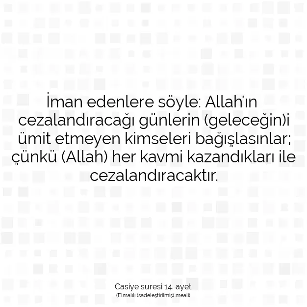 Ayetbul | Kuran Mealleri | Quran | Casiye suresi 14. ayet