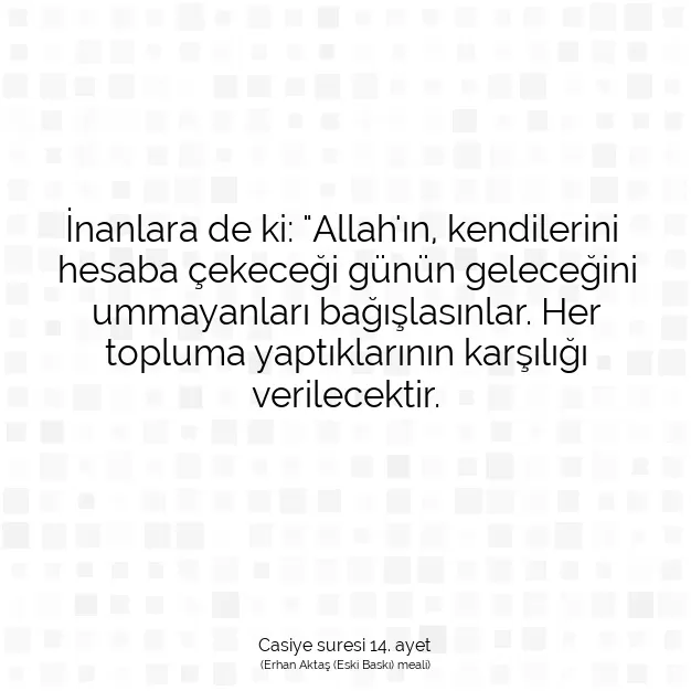 Ayetbul | Kuran Mealleri | Quran | Casiye suresi 14. ayet