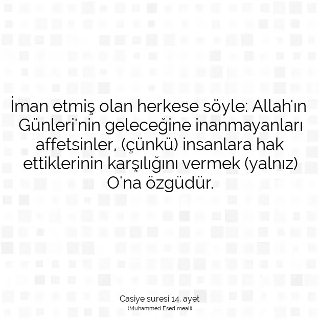 Ayetbul | Kuran Mealleri | Quran | Casiye suresi 14. ayet