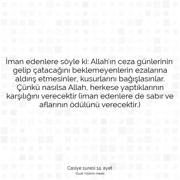 Ayetbul | Kuran Mealleri | Quran | Casiye suresi 14. ayet