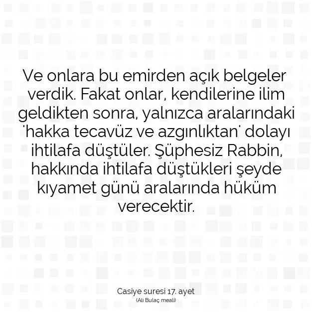 Ayetbul | Kuran Mealleri | Quran | Casiye suresi 17. ayet