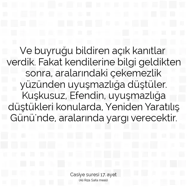 Ayetbul | Kuran Mealleri | Quran | Casiye suresi 17. ayet