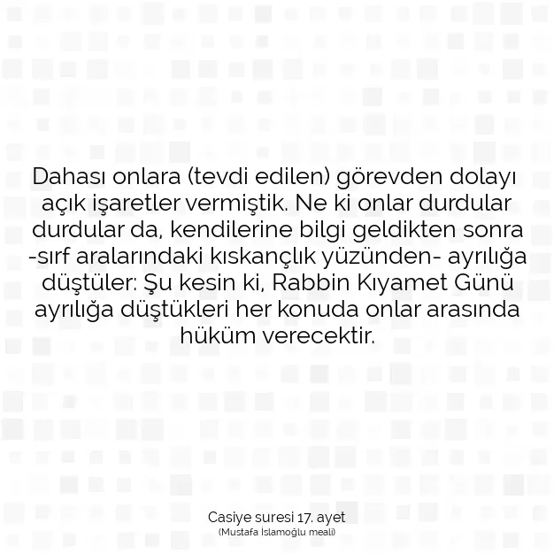 Ayetbul | Kuran Mealleri | Quran | Casiye suresi 17. ayet