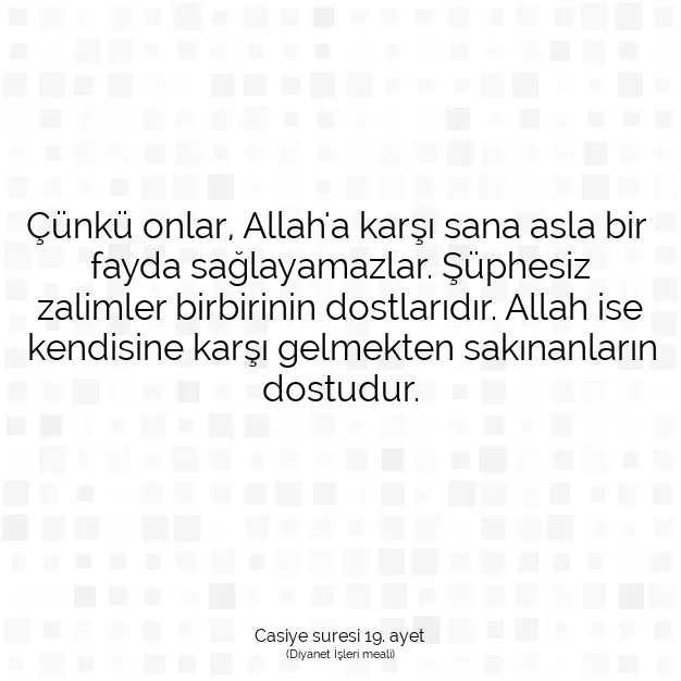 Ayetbul | Kuran Mealleri | Quran | Casiye suresi 19. ayet