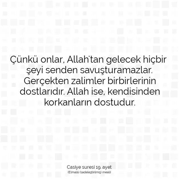 Ayetbul | Kuran Mealleri | Quran | Casiye suresi 19. ayet